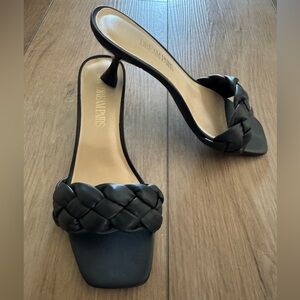 Dream Pairs Black Braided Heeled Sandals